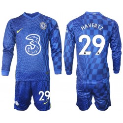 Camisola Chelsea Havertz 29 Criança Equipamento Primeiro 2021-2022 Manga Comprida
